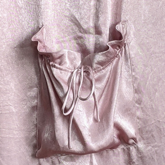 Jonathan Simkhai Intermix Pants Satin Lounge Wide Leg Crop Zip Fly Purple M NWT - Picture 8 of 15